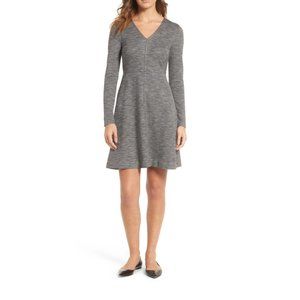 Madewell | Long Sleeve V-Neck Dress, Grey